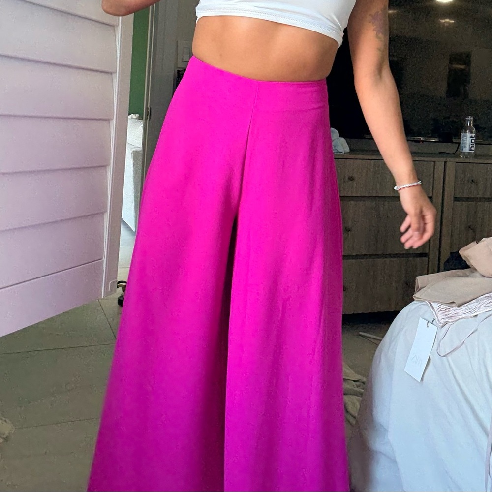 Fuchsia Wide-Leg Pants